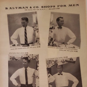 1955 B ALTMAN & Co Shops for Men Fashion Clothing Shirts Balta-Blend Tailored Shirt New York Vintage Print Ad