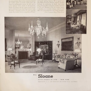 1937 W & J SLOANE New York Serenity Home Decor Shopping Vintage Print Werbung