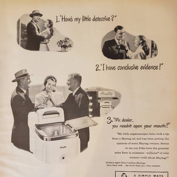 1947 MAYTAG Washer Washing Machine Appliance Dealer Customer Fan Club Vintage Print Ad