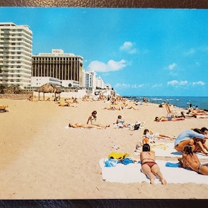 MIAMI BEACH FLORIDA Sonnenbaden Hotels Ozean Vintage Postkarte