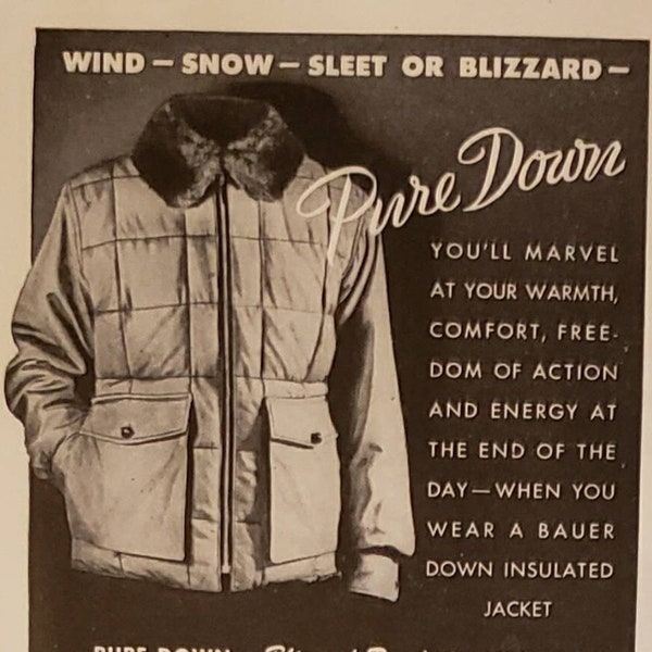 1946 EDDIE BAUER Down Insulated Jacket Outdoor Fashion Seattle Vintage Print Ad