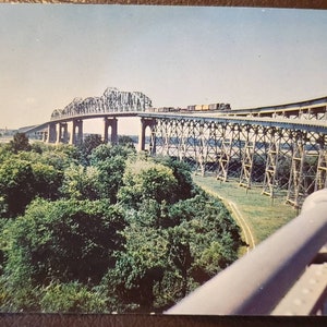 Cartão Postal NOVA ORLEÃES LA Louisiana Huey P Long Bridge Vintage