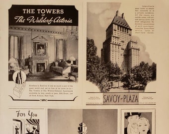 1937 VARIOUS ADS New York City Residences Apartments Hotels Vintage Print Ad