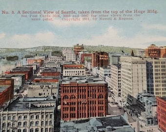 1912 SEATTLE WA Washington Downtown View vanaf Hoge Building Vintage Post Card