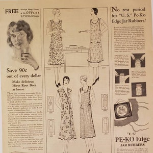 1930 VARIOUS ADS Woman&#39;s World Work Clothing Womens Clothes Fashion HIRES Root Beer Pe-Ko Edge Jar Rubbers Canning Vintage Print Ad