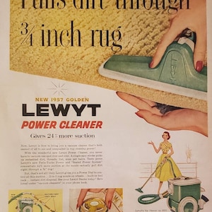 1957 LEWYT Power Cleaner Tapis Aspirateur Home Dirt Cleaning Appliance vintage Print Ad