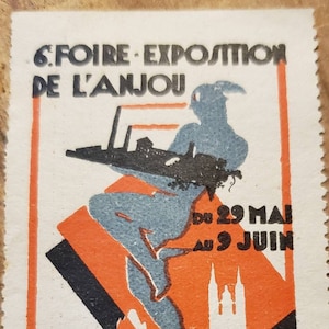 1929 Vintage Französische Werbung Poster Stempel Frankreich Exposition de L'Anjou