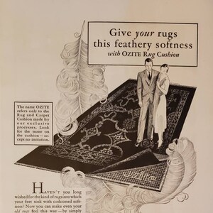 1931 OZITE Rug Cushion Rugs Softness Household Vintage Print Ad