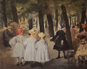 EDOUARD MANET Art Peinture Enfants dans les Jardins des Tuilleries carte postale vintage