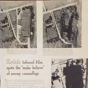 1943 EASTMAN KODAK Infrared Film World War 2 Photography Enemy Camouflage Aerial Cameras Vintage Print Ad
