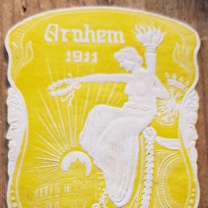 1911 Vintage Niederländisches Geprägtes Werbeplakat Stempel Arnhem Niederlande Holland Gulden Medaille
