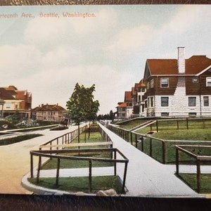 SEATTLE WA Washington Treizième Avenue 13th Ave Street Scene Homes vintage Carte postale