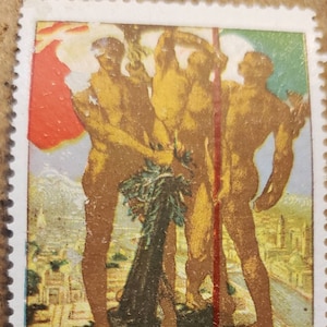 1911 Sello de cartel publicitario italiano vintage Exposición Internacional de Turín, Italia.