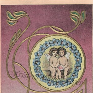 Download digitale istantaneo LOVE 2 SOULS HEARTS Vintage Post Card Art Image