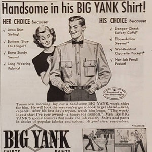 1947 Big Yank Mens Work Shirt Clothing Fashion LADY CROSBY Diamond