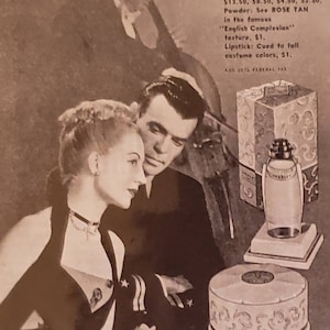1945 YARDLEY Bond Street Perfume Fragrance Powder Cosmetics Lipstick England English Beauty Vintage Print Ad