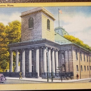 BOSTON MA Massachusetts King's Chapel Vintage Linen Post Card