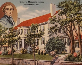 WINCHESTER VIRGINIA General Morgan&#39;s Home Vintage Linen Post Card