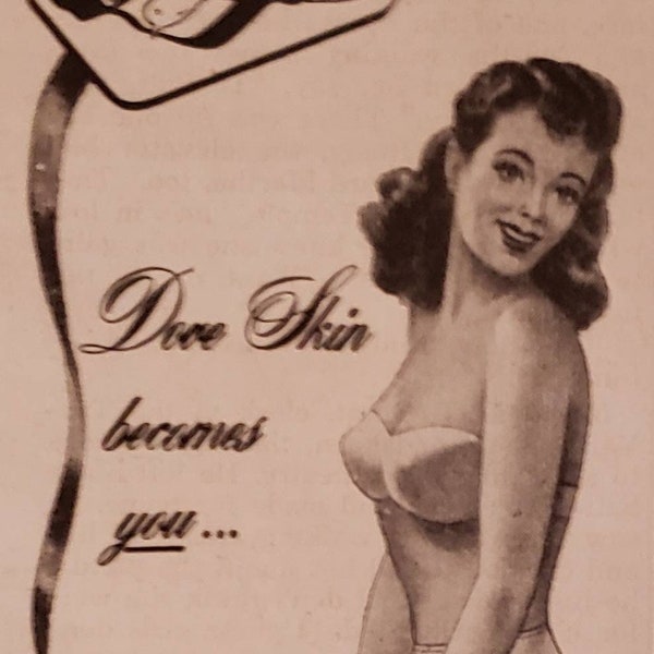 1945 DOVE SKIN UNDIES Womens Underwear Lingerie Fashion Luxuray Vintage Print Ad