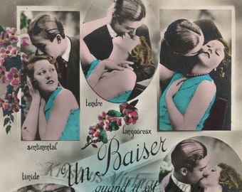 Instant Digital Download FRENCH ROMANCE LOVE Kiss Vintage Digital Image File Printable Scrapbooking Collage Junk Journal Crafting