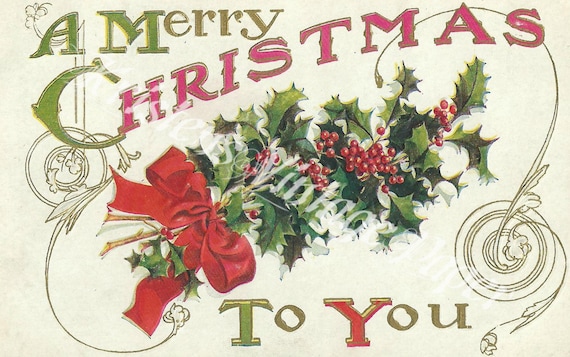 Merry Christmas - Vintage Christmas Post Card - DIGITAL Post Card