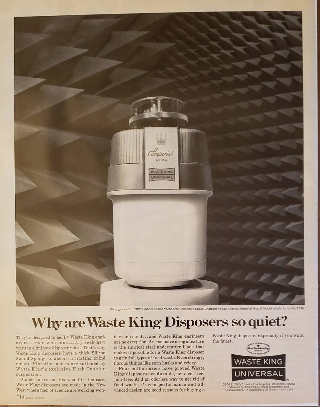 1968 WASTE KING UNIVERSAL Garbage Disposal Quiet Kitchen Appliance