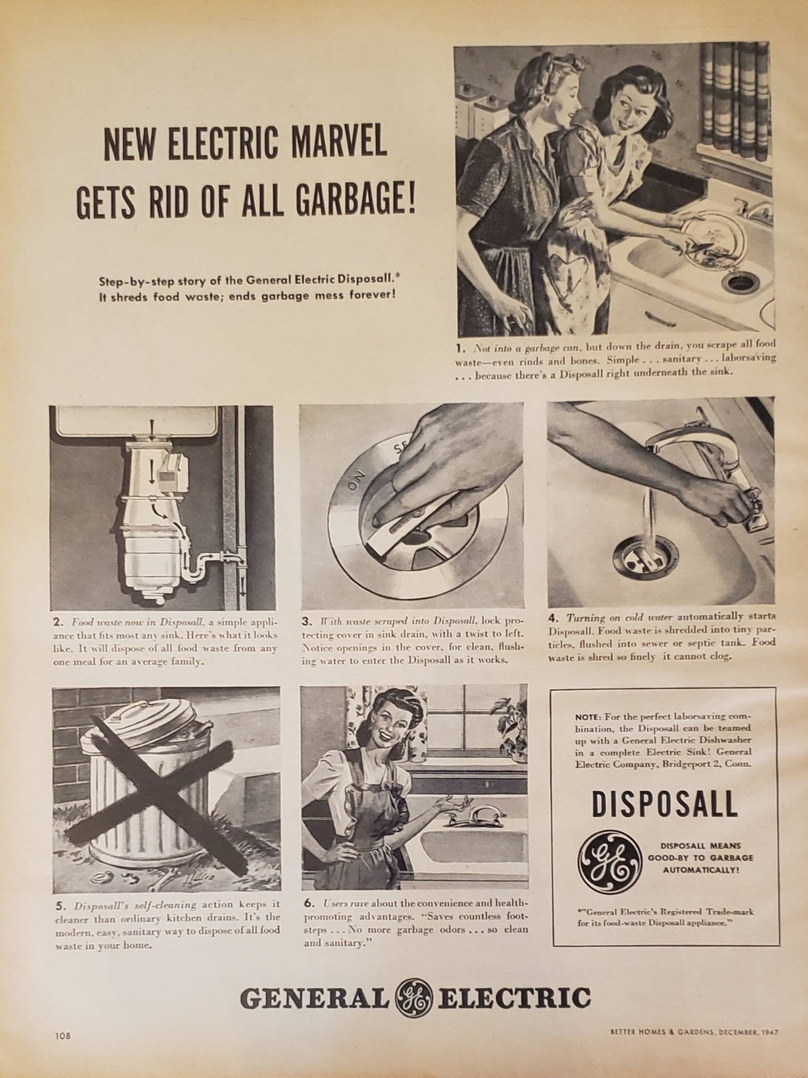 1947 GE General Electric Garbage Disposal Kitchen Sink Etsy