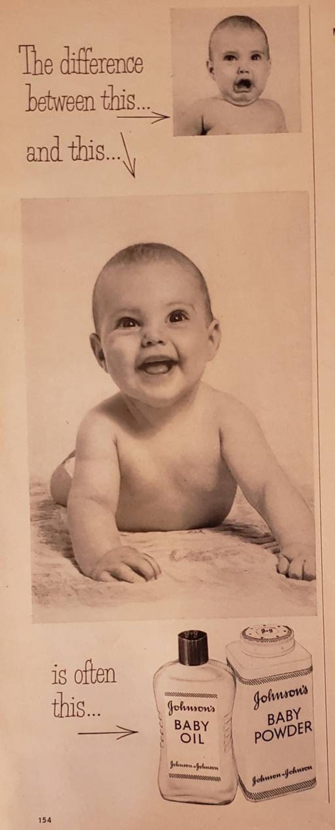 1954 JOHNSON JOHNSON Johnson's Baby Oil Powder Skin Health