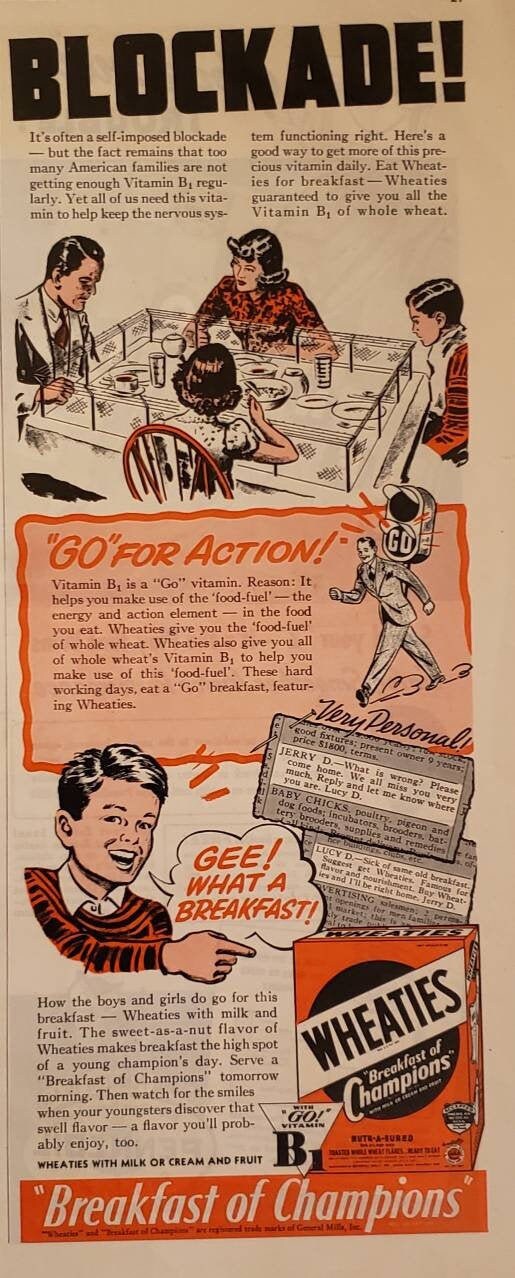 1937 Wheaties Müsli Frühstück Der Champions Blockade Vitamin | Etsy