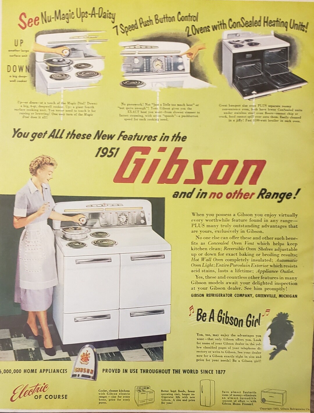1951 GIBSON REFRIGERATOR COMPANY Range Oven Stove Kitchen Etsy