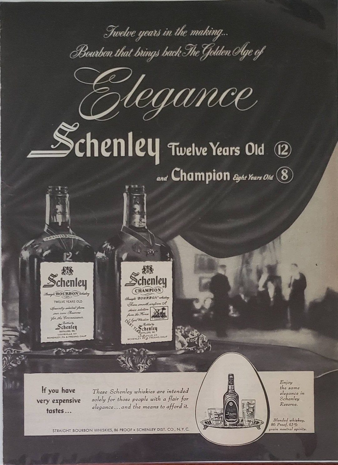 Schenley リザーブ アメリカンウイスキー 小瓶 アンティーク Schenley