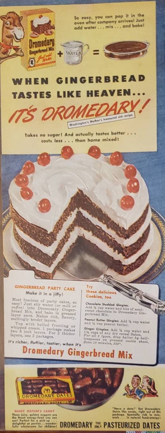 1946 DROMEDARY Gingerbread Mix Dates Food Party Cake Recipe Etsy