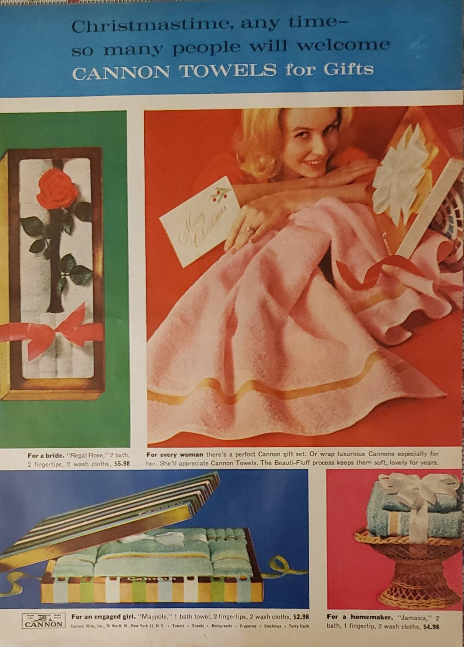 1959 CANNON TOWELS Bath Towel Christmas Gifts Vintage Print Ad Etsy