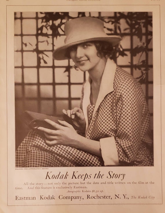 1923 EASTMAN KODAK Autographic Film Camera Woman Vintage Print Ad