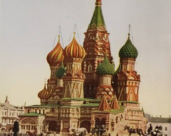 1914 MOSCOW RUSSIA St Basil&#39;s Cathedral Russian Church Vintage Photo Photograph