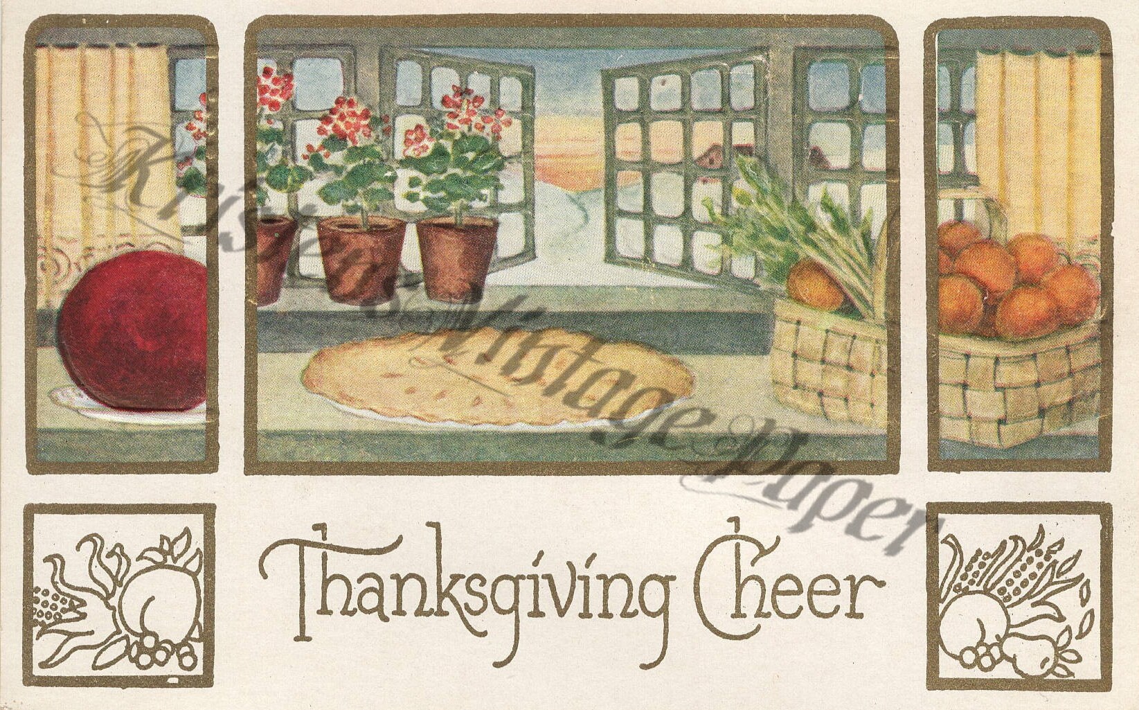 Instant Digital Download THANKSGIVING CARD Food Pie Vintage Digital ...