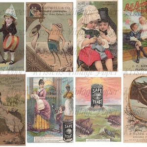 Vintage VIKTORIANISCHE VISITENKARTEN Collage Sheet Digitales Bild Download Datei Werbung druckbare Scrapbooking