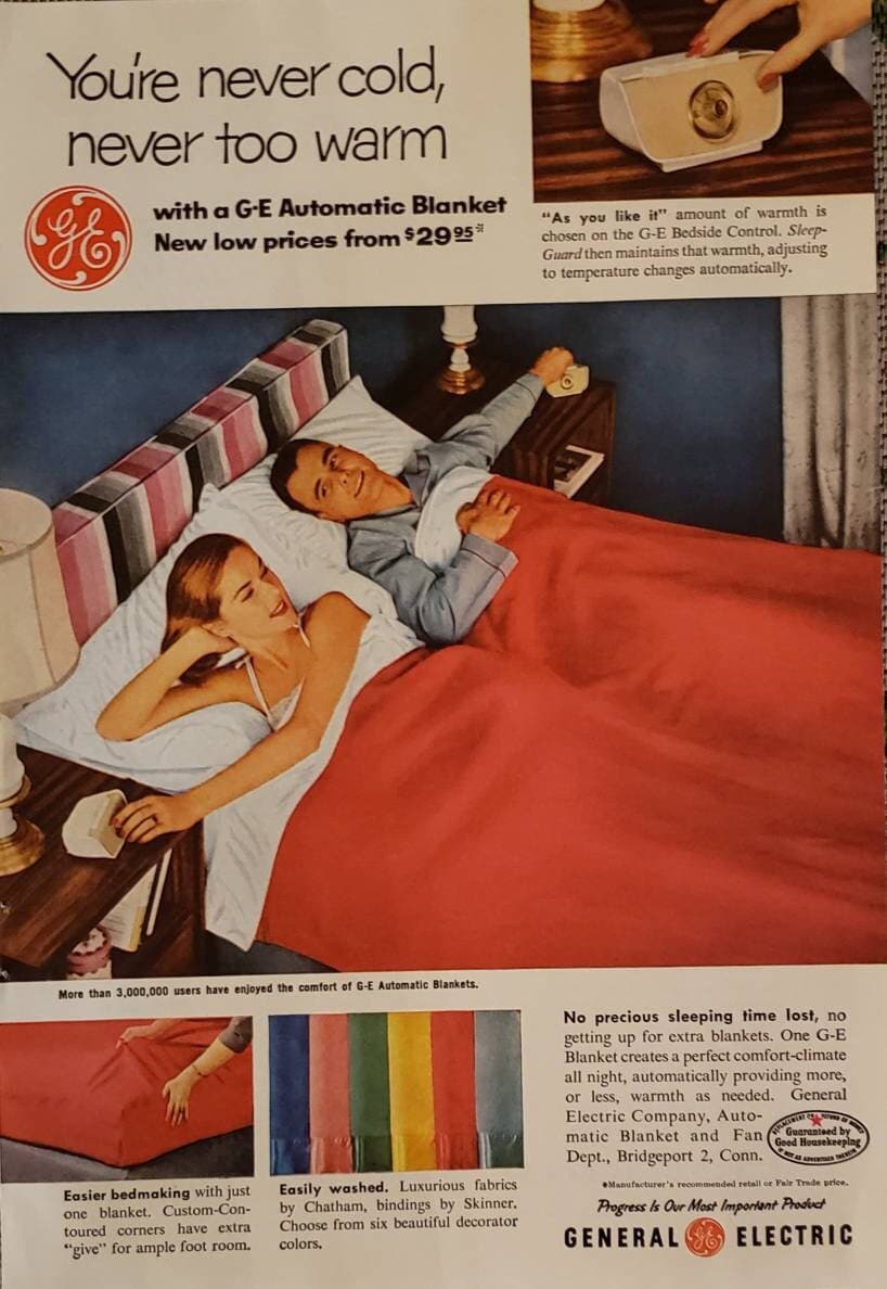 1956 General Electric GE Automatic Blanket Bed Sleeping Vintage