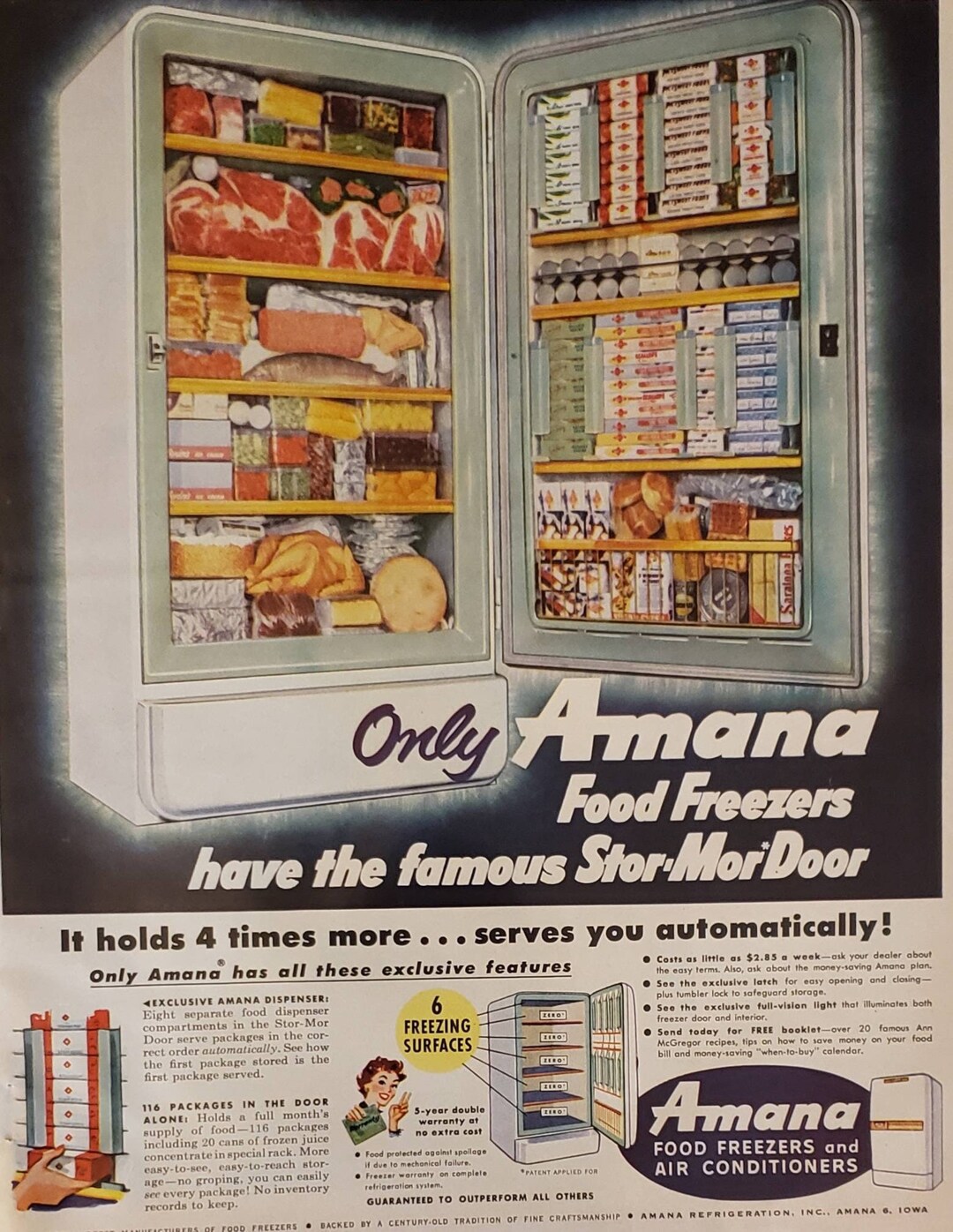 amana fridge freezing food