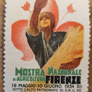 1934 Vintage Italienische Werbung Poster Stempel Firenze Italy Florenz Landwirtschaft