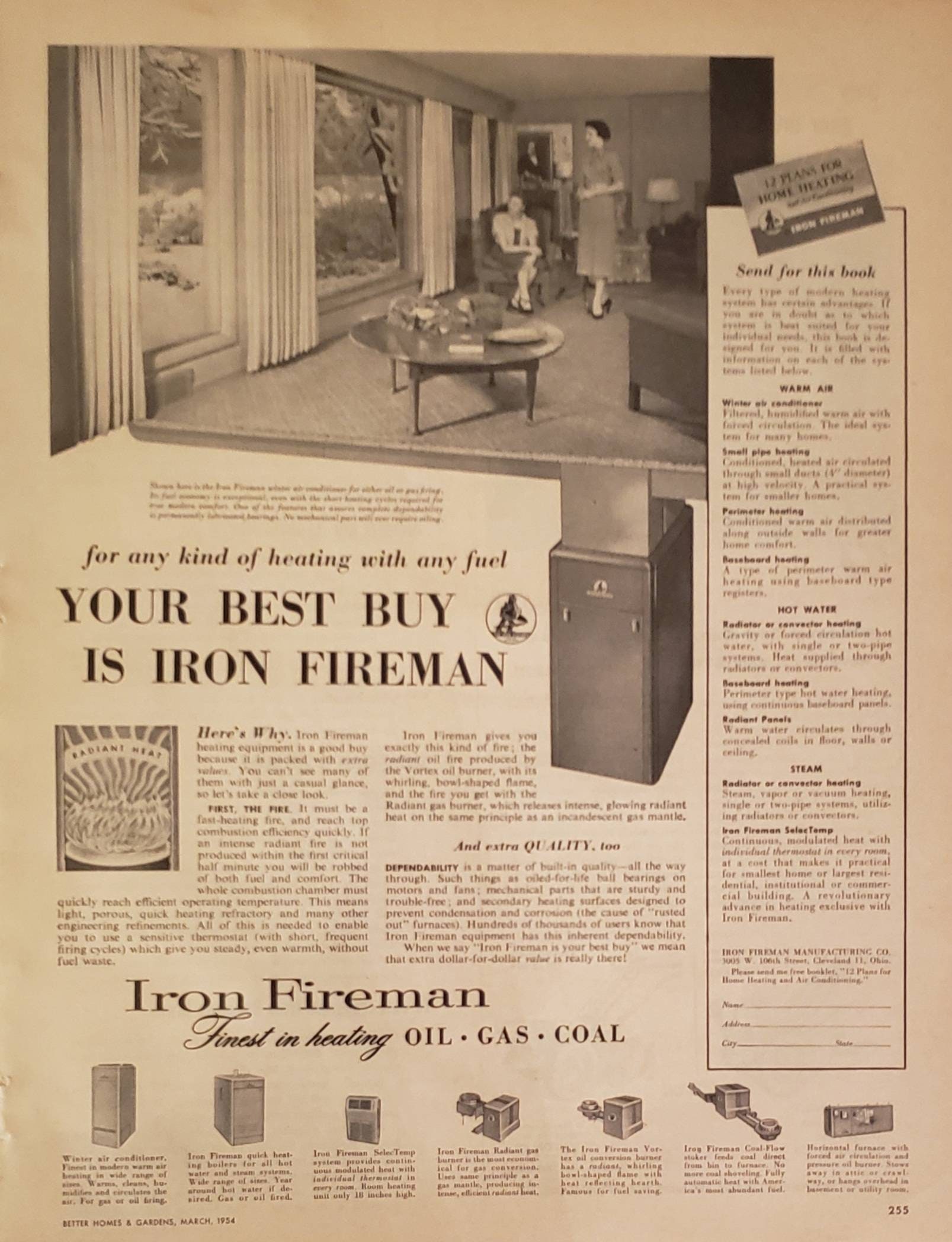 1954 IRON FIREMAN Oil Gas Coal Home Heating Equipment Vintage Etsy