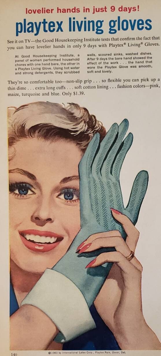 Vintage Advertising NOS Playtex Living Gloves Yellow Size Small | #2013889330