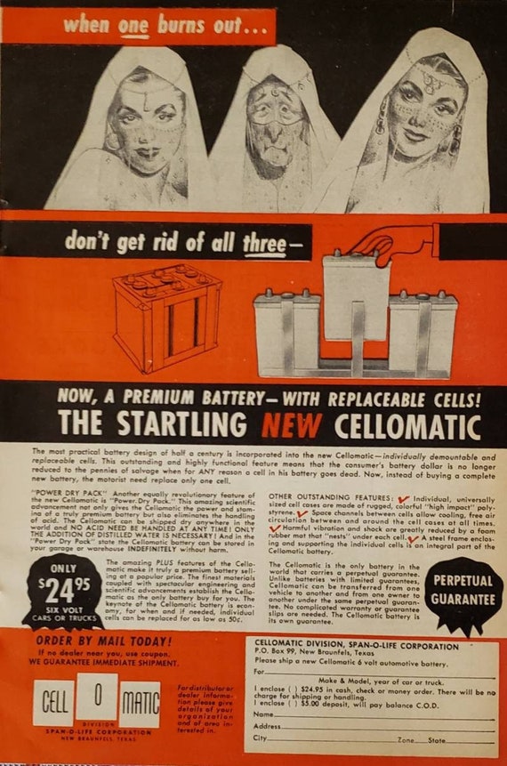 1955 CELLOMATIC Premium Car Battery Replaceable Cells - Etsy