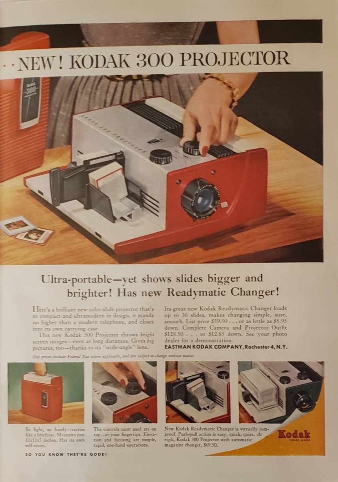 1957 KODAK 300 Color Slide Projector Readymatic Changer Pictures