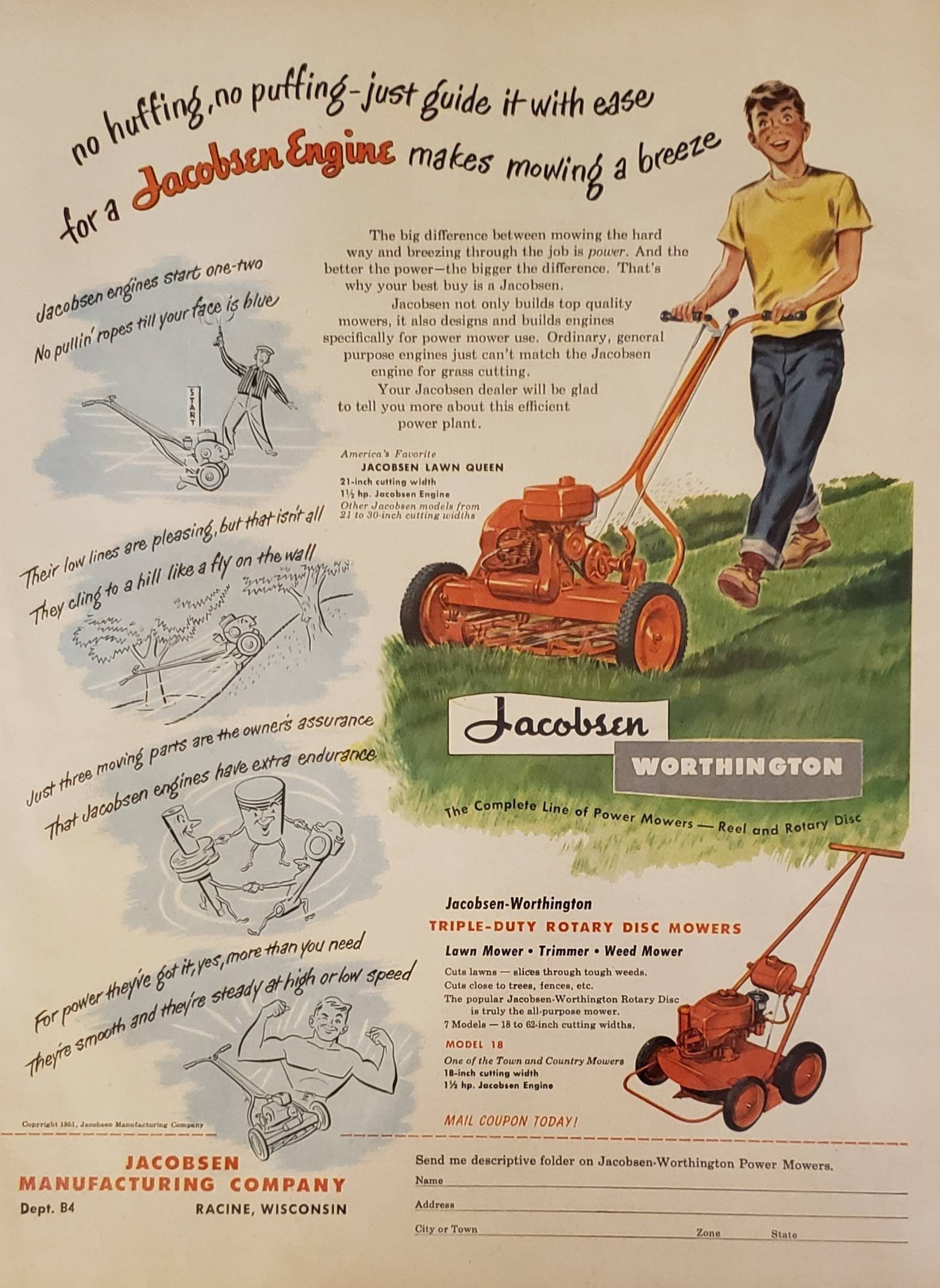 Honderd jaar Afwezigheid specificeren 1951 JACOBSEN WORTHINGTON Grasmaaier Motor Yardwork Gras - Etsy België