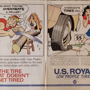 1961 U.S. ROYAL Tires Low Profile Car Tire 2 Page Vintage Print Ad