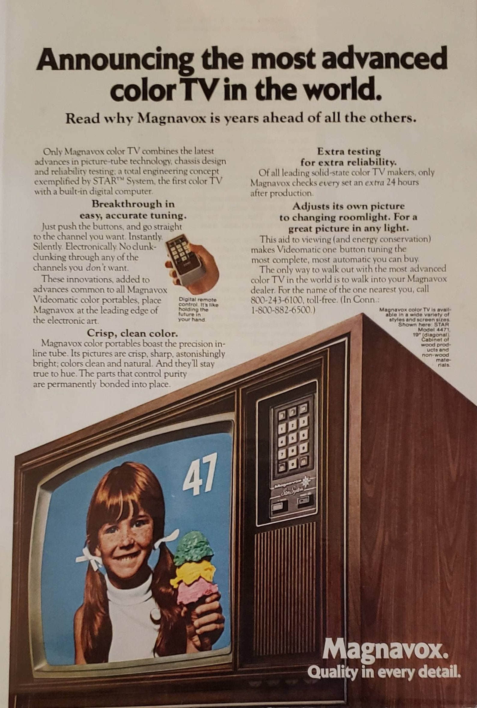 1975 MAGNAVOX Color TV Television Vintage Print Ad - Etsy