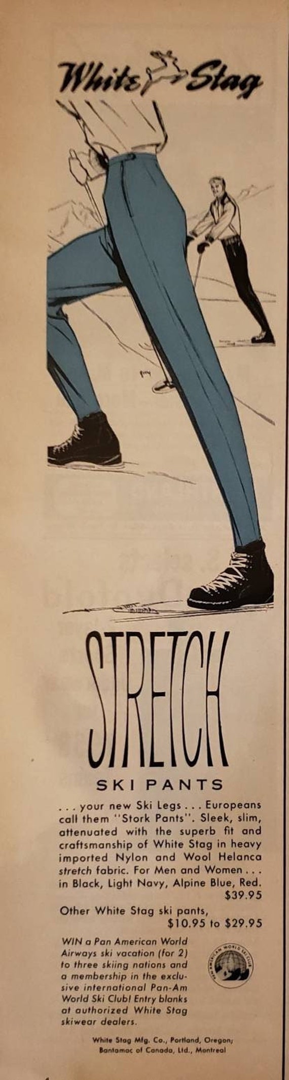 1958 WHITE STAG Stretch Ski Pants Skiing Fashion Clothing Vintage Print Ad  