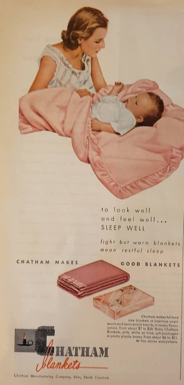 1947 CHATHAM BLANKETS Pink Blanket Bedding Mom Baby Household Vintage Print Ad Etsy