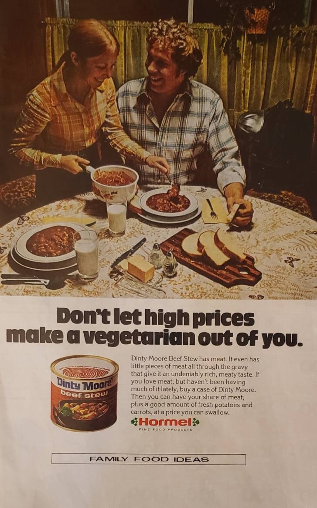 1976 DINTY MOORE Beef Stew Hormel Canned Food Vintage Print Ad - Etsy